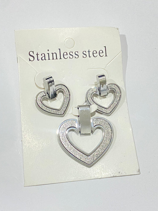 Heart shaped earring and pendant