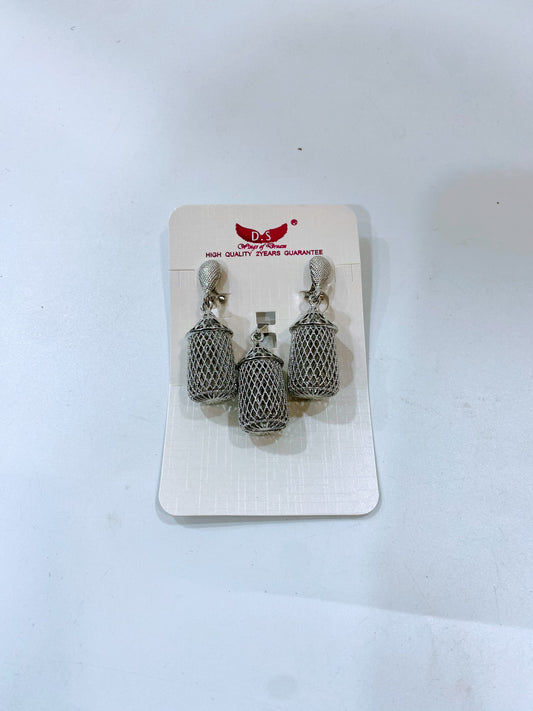 Silver earrings and pendant  Set La Mimz Beauty & Fashion Store