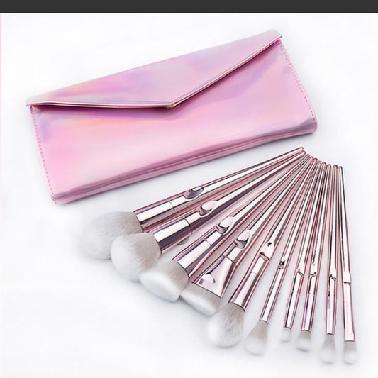 10 Piece Brush Set in Pink Purse La Mimz Beauty & Fashion Store