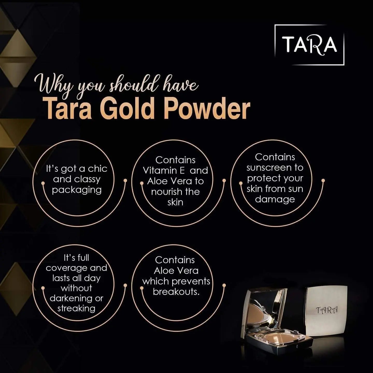 Tara Gold Dual Powder +Foundation La Mimz Beauty & Fashion Store